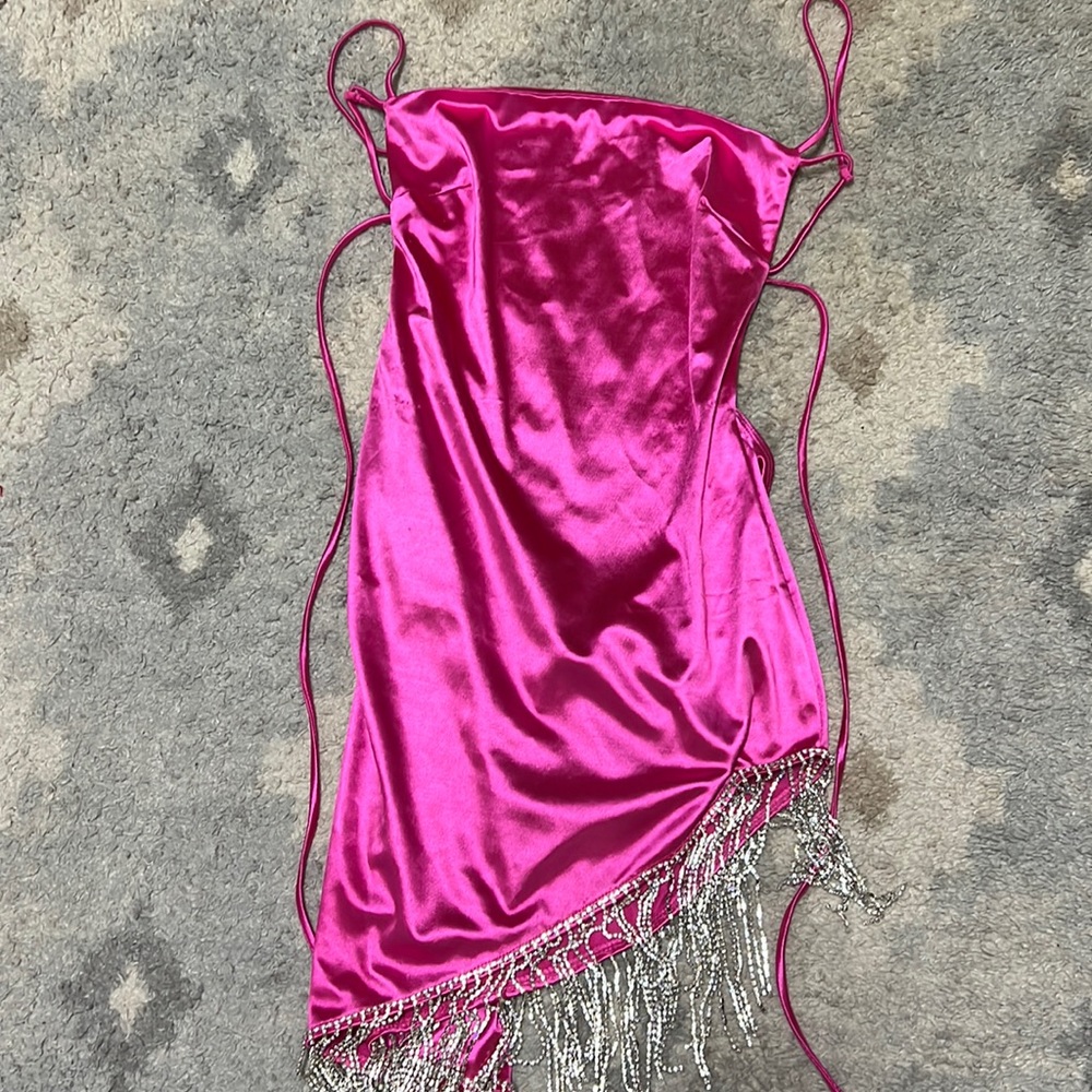 CUTEST SATIN PINK RHINESTONE DRESS